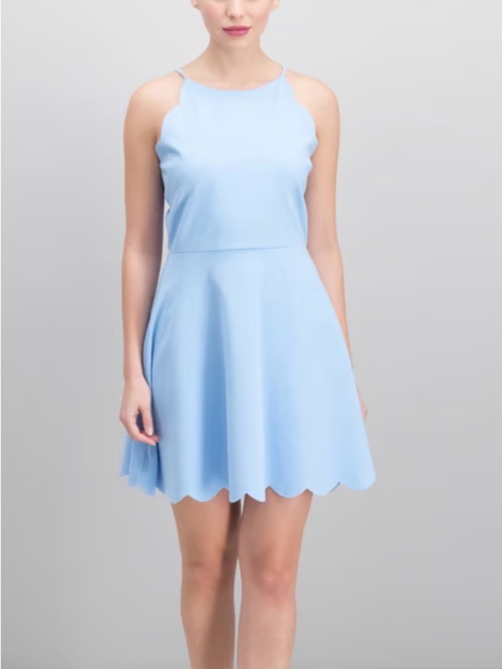 Aqua Scalloped Fit and Flare Dress Small Light Blue Women’s